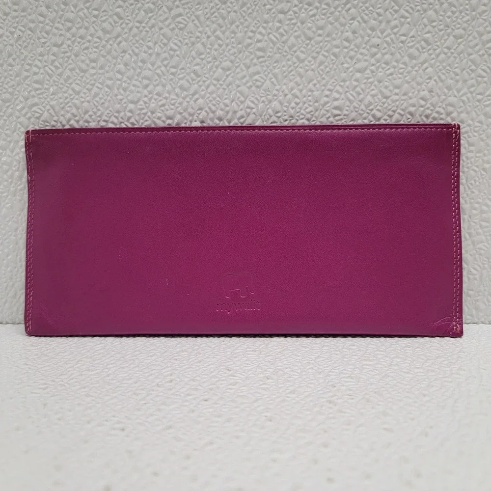Mywalit Leather Card Sleeve Wallet Purple Orange Red 7.5